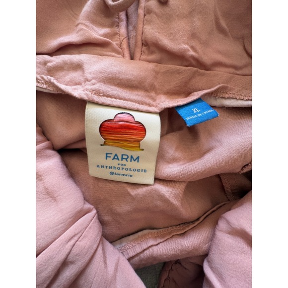 FARM Rio for Anthropologie Rose Pink Puff Sleeve V Neck Mini Dress XL - Picture 5 of 9